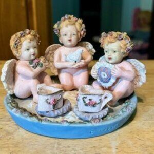 1994 Artisan Fair Cherished Moments Decorative Miniature Tea Set Angels